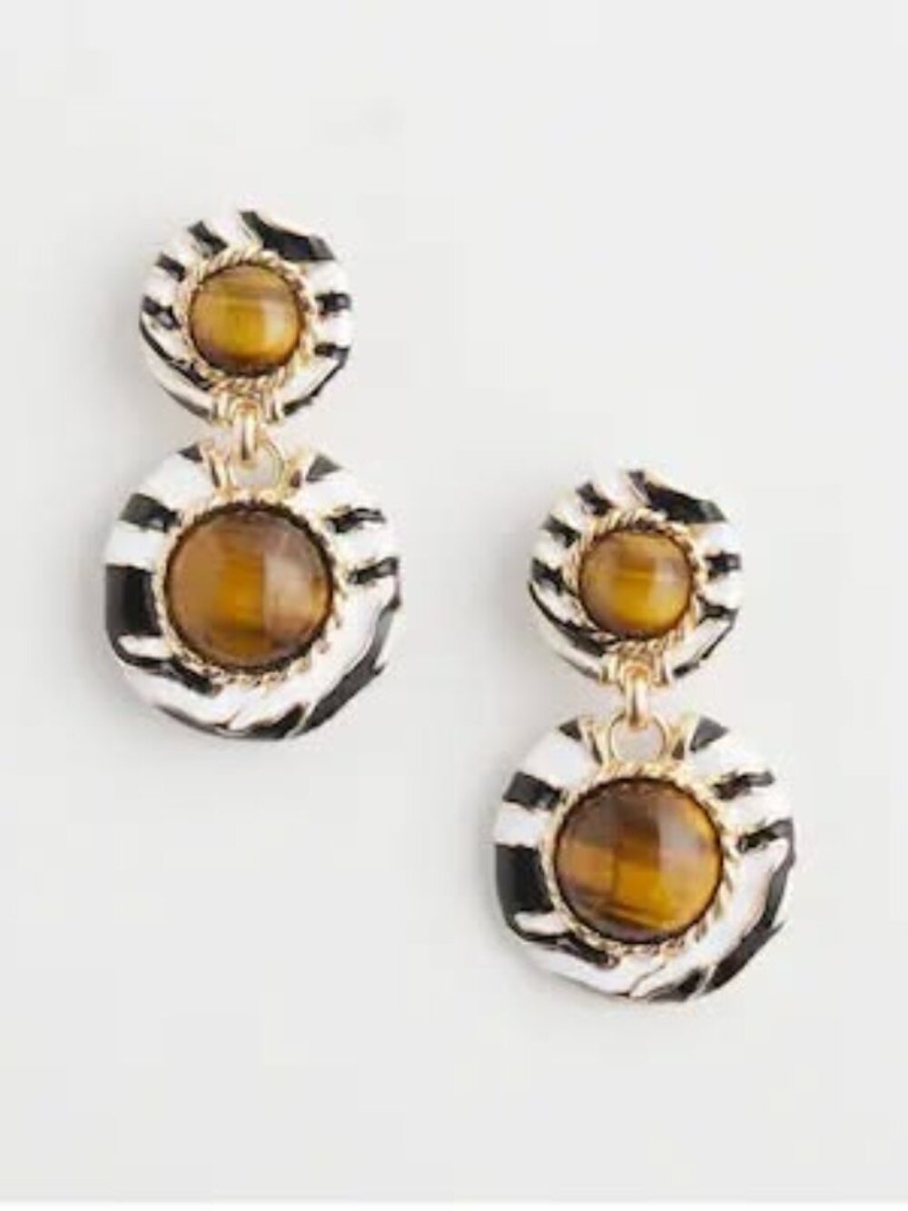 NWT Zebra Double Cab Clip Earrings